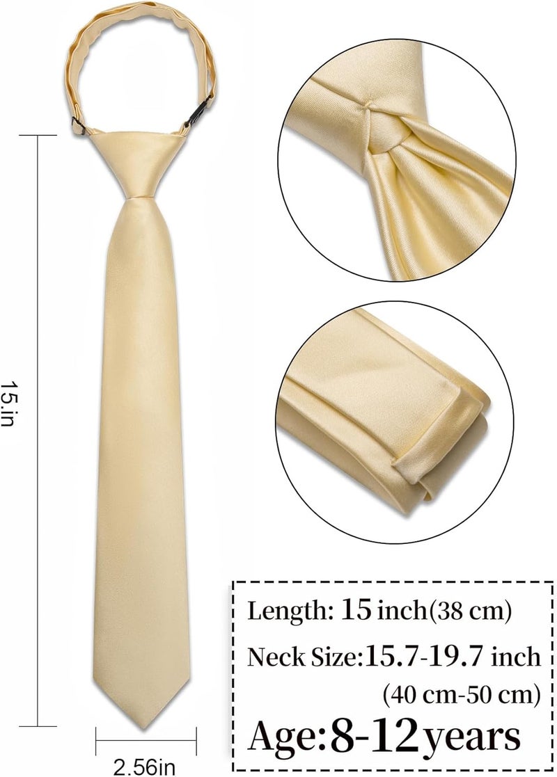 Ailisus Store Boys Tie Solid Color Silk Satin Pre-tied Kids Necktie for Age 8-12 Adjustable Formal Wedding School Graduation - Image 3